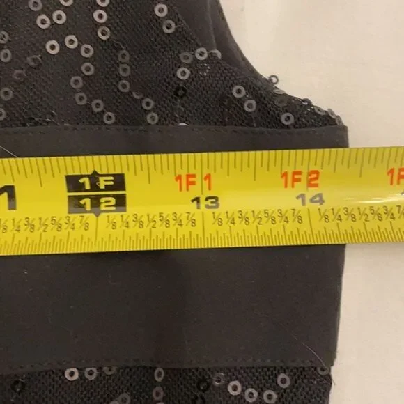 Cynthia Rowley Black Sequin Striped Cocktail Dress Womens Size 4 Sleeveless LBD - Picture 7 of 13